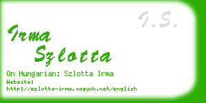 irma szlotta business card